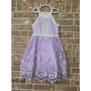 Sunny Fashion Butterfly Embroidered Tulle Dress, Girls Size 8, New With Tags